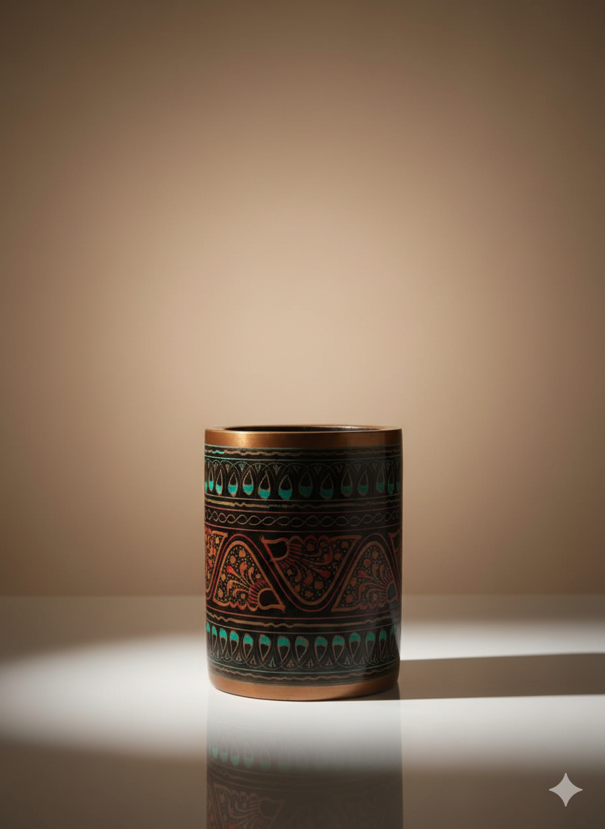 Handcrafted Antique Wooden Pen Holder – Duo