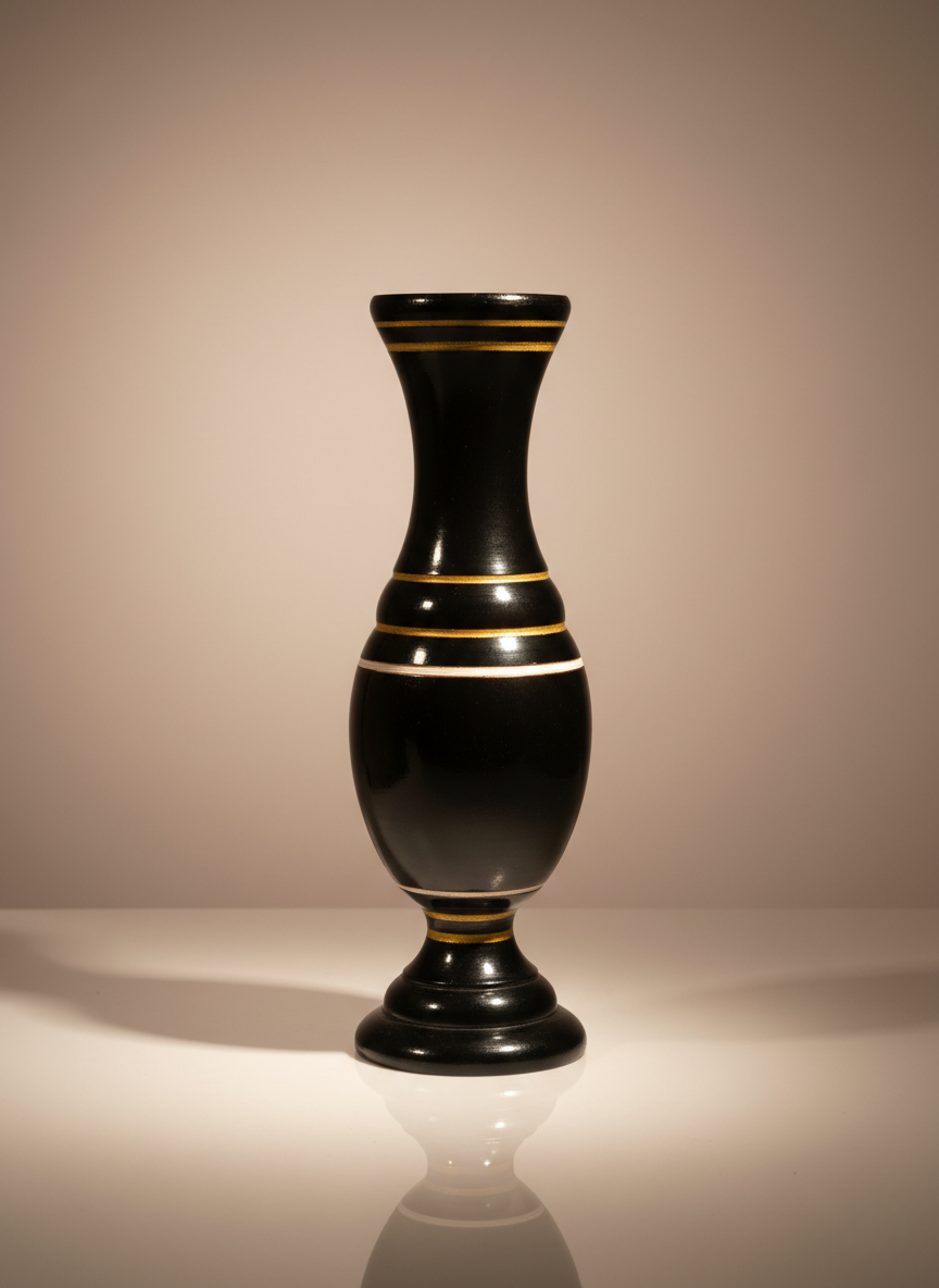 Handmade Black Wooden Vase Pair – Perfect Décor