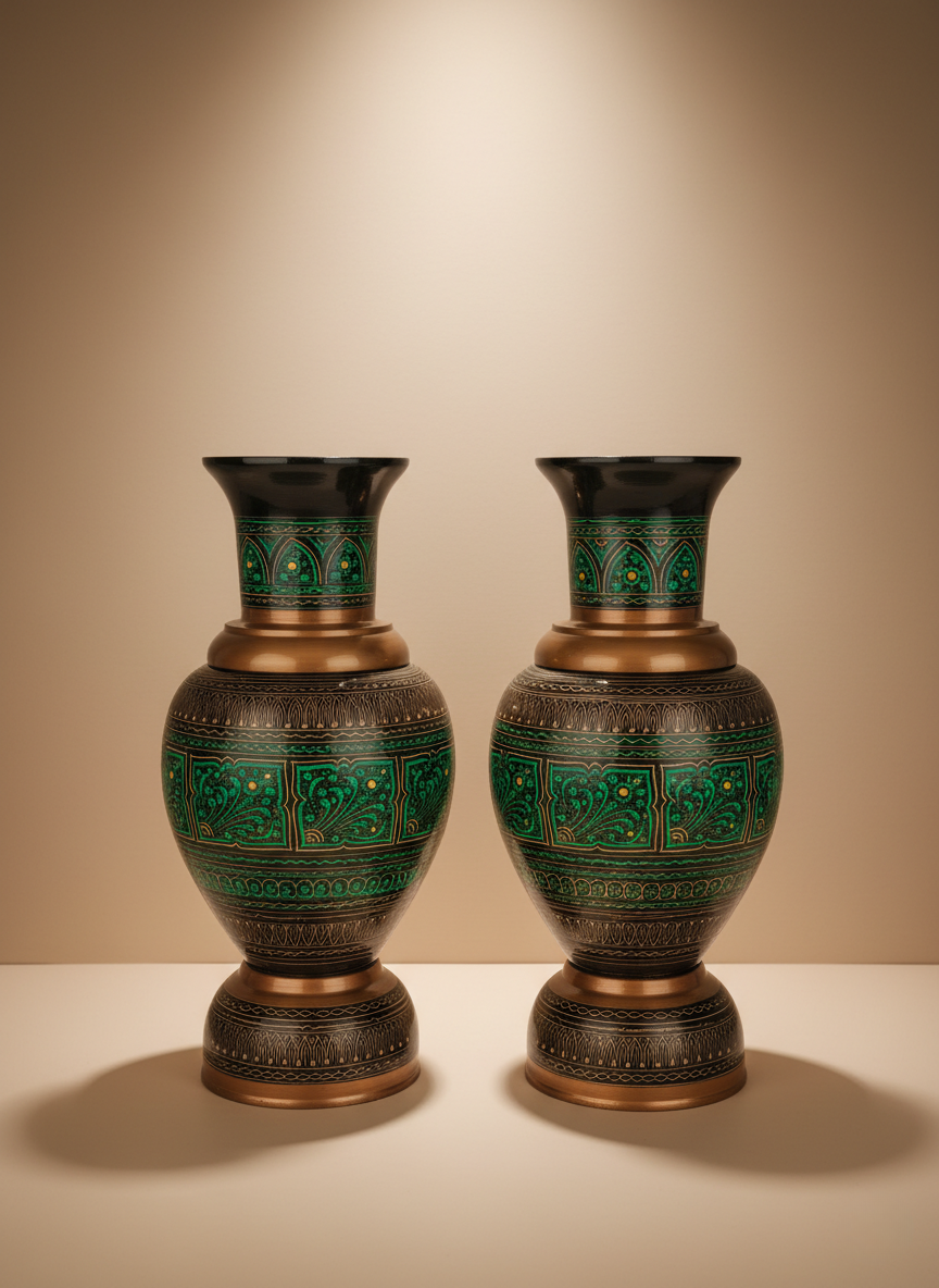 Artisan Zenat Royal Wooden Vase Duo